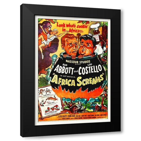 Abbott and Costello - Africa Screams Horizontal Black Modern Wood Framed Art Print by Hollywood Photo Archive
