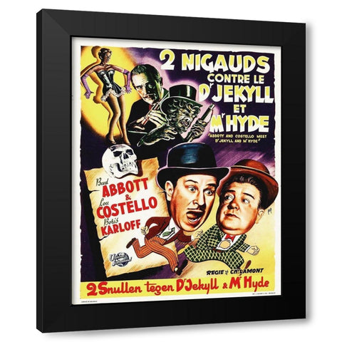 Abbott and Costello - French - Dr Jekyll And Mr Hyde Black Modern Wood Framed Art Print with Double Matting by Hollywood Photo Archive