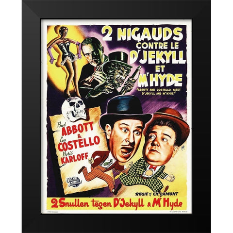 Abbott and Costello - French - Dr Jekyll And Mr Hyde Black Modern Wood Framed Art Print by Hollywood Photo Archive