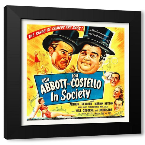 Abbott and Costello - In Society Black Modern Wood Framed Art Print by Hollywood Photo Archive