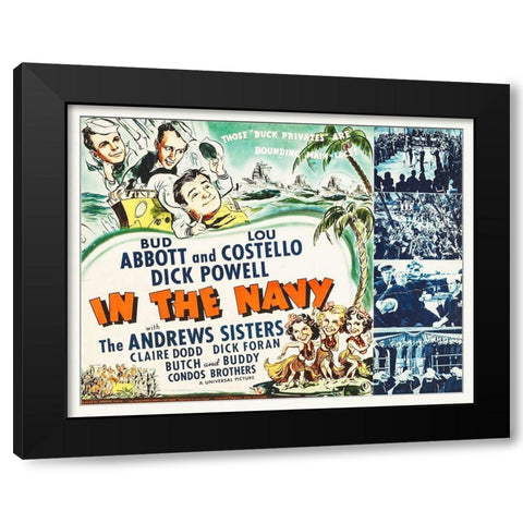 Abbott and Costello - In The Navy Black Modern Wood Framed Art Print with Double Matting by Hollywood Photo Archive