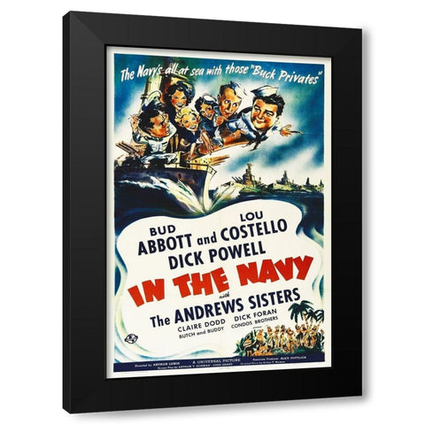 Abbott and Costello - In The Navy Black Modern Wood Framed Art Print by Hollywood Photo Archive
