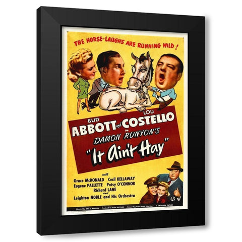 Abbott and Costello - It Aint Hay Black Modern Wood Framed Art Print by Hollywood Photo Archive