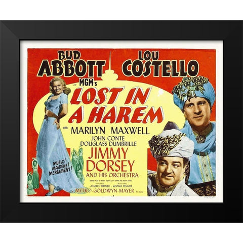 Abbott and Costello - Lost In A Harem Black Modern Wood Framed Art Print by Hollywood Photo Archive