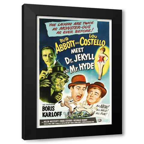 Abbott and Costello - Meet Dr-Jekyll And Mr-Hyde Black Modern Wood Framed Art Print with Double Matting by Hollywood Photo Archive