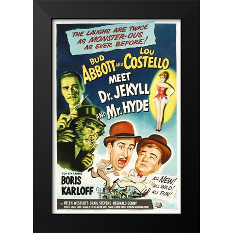 Abbott and Costello - Meet Dr-Jekyll And Mr-Hyde Black Modern Wood Framed Art Print by Hollywood Photo Archive
