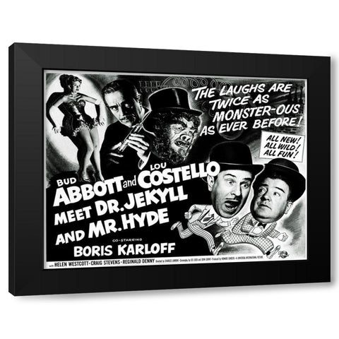 Abbott and Costello - Meet Dr. Jekyll And Mr. Hyde Black Modern Wood Framed Art Print with Double Matting by Hollywood Photo Archive