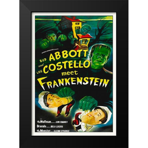 Abbott and Costello - Meet Frankenstein Black Modern Wood Framed Art Print by Hollywood Photo Archive