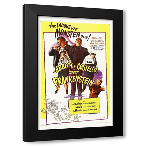 Abbott and Costello - Meet Frankenstein Black Modern Wood Framed Art Print by Hollywood Photo Archive