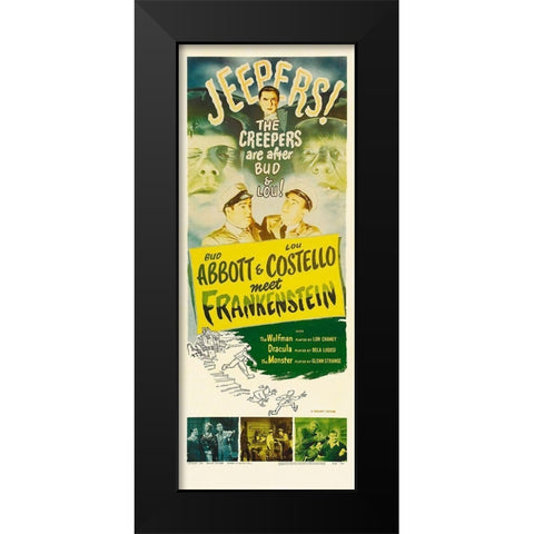 Abbott and Costello - Meet Frankenstein Black Modern Wood Framed Art Print by Hollywood Photo Archive