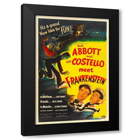 Abbott and Costello - Meet Frankenstein Black Modern Wood Framed Art Print with Double Matting by Hollywood Photo Archive