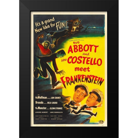 Abbott and Costello - Meet Frankenstein Black Modern Wood Framed Art Print by Hollywood Photo Archive