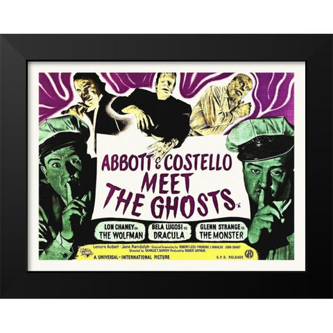 Abbott and Costello - Meet The Ghosts Black Modern Wood Framed Art Print by Hollywood Photo Archive