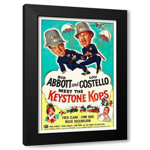 Abbott and Costello - Meet The Keystone Kops Black Modern Wood Framed Art Print by Hollywood Photo Archive