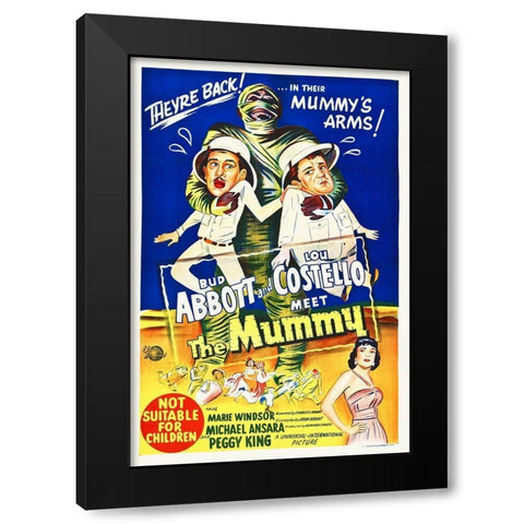 Abbott and Costello - Meet The Mummy Black Modern Wood Framed Art Print by Hollywood Photo Archive