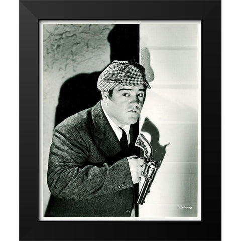 Abbott and Costello - Promotional Still - Who Done It Black Modern Wood Framed Art Print by Hollywood Photo Archive