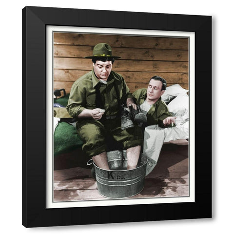 Abbott and Costello - Promotional Still Buck Privates Black Modern Wood Framed Art Print by Hollywood Photo Archive