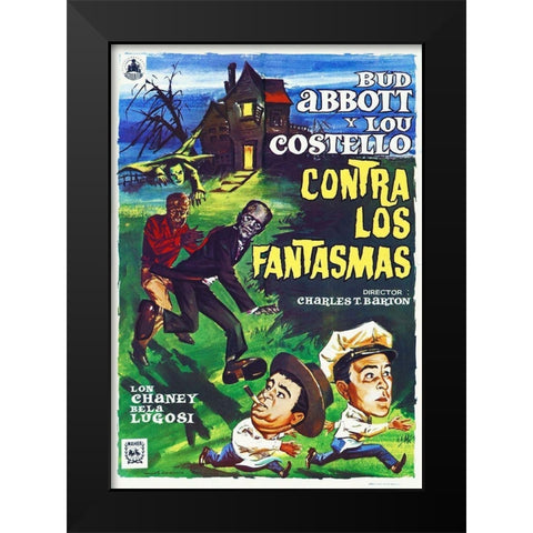 Abbott and Costello - Spanish - Meet The Ghosts Black Modern Wood Framed Art Print by Hollywood Photo Archive
