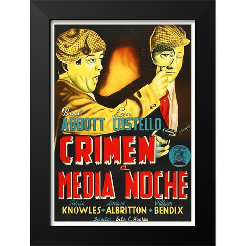 Abbott and Costello - Spanish - Who Done It Black Modern Wood Framed Art Print by Hollywood Photo Archive
