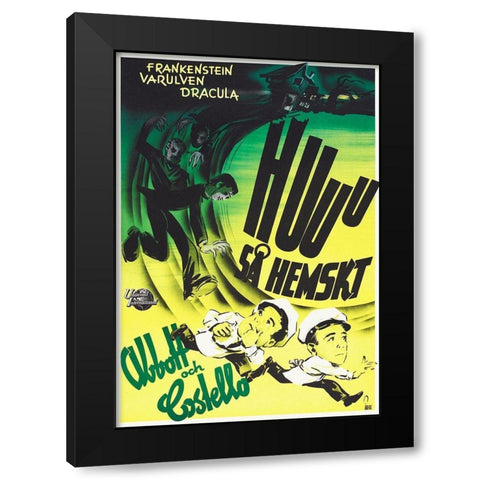 Abbott and Costello - Swedish - Meet Frankenstein Black Modern Wood Framed Art Print by Hollywood Photo Archive