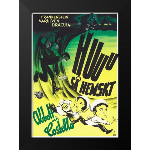 Abbott and Costello - Swedish - Meet Frankenstein Black Modern Wood Framed Art Print by Hollywood Photo Archive
