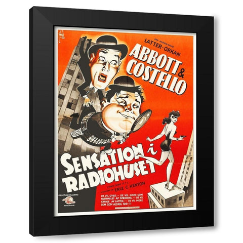 Abbott and Costello - Swedish - Who Done It Black Modern Wood Framed Art Print with Double Matting by Hollywood Photo Archive