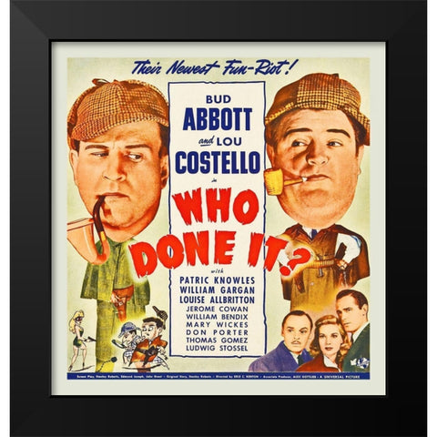 Abbott and Costello - Who Done It Black Modern Wood Framed Art Print by Hollywood Photo Archive