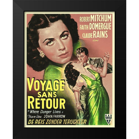 French - Where Danger Lives Black Modern Wood Framed Art Print by Hollywood Photo Archive