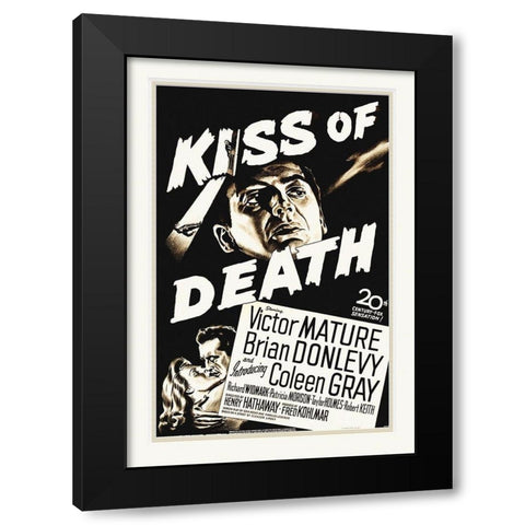 Kiss Of Death Black Modern Wood Framed Art Print with Double Matting by Hollywood Photo Archive
