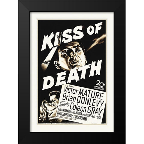 Kiss Of Death Black Modern Wood Framed Art Print by Hollywood Photo Archive