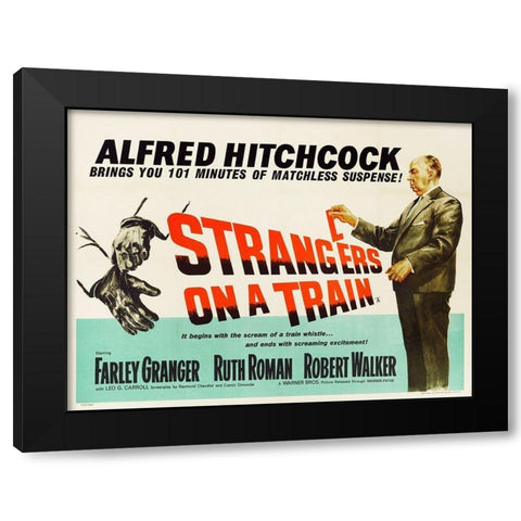 Strangers On A Train Black Modern Wood Framed Art Print by Hollywood Photo Archive
