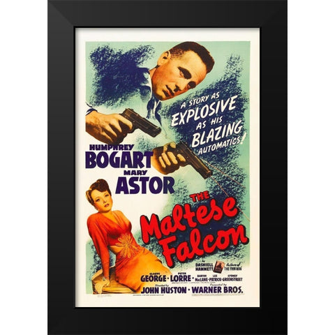 The Maltese Falcon Black Modern Wood Framed Art Print by Hollywood Photo Archive