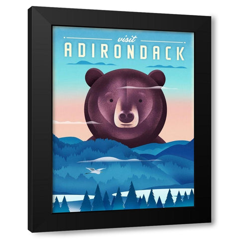Visit Adirondack - Bear Black Modern Wood Framed Art Print by Wickstrom, Martin