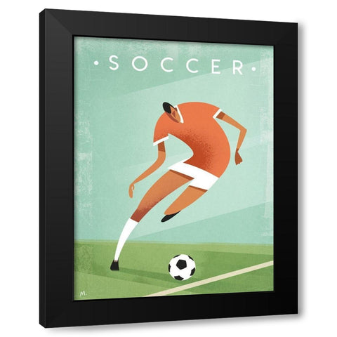 Soccer Black Modern Wood Framed Art Print with Double Matting by Wickstrom, Martin