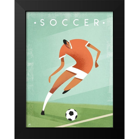Soccer Black Modern Wood Framed Art Print by Wickstrom, Martin