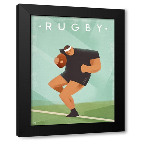 Rugby Black Modern Wood Framed Art Print by Wickstrom, Martin