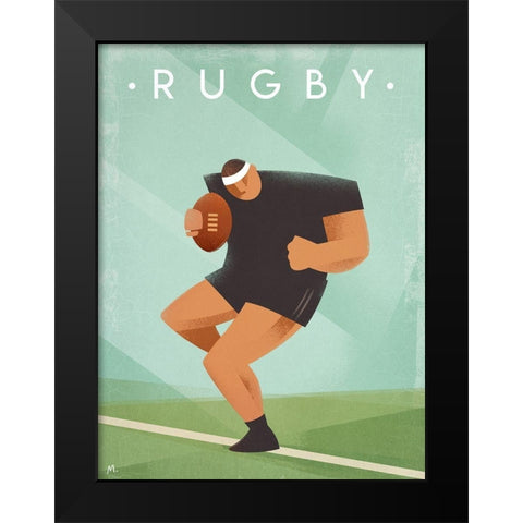 Rugby Black Modern Wood Framed Art Print by Wickstrom, Martin