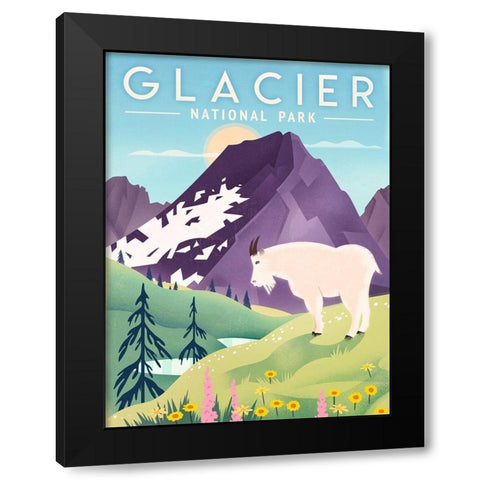 Glacier National Park - Goat Black Modern Wood Framed Art Print by Wickstrom, Martin