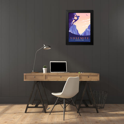 Yosemite National Park - Rock Climber Black Modern Wood Framed Art Print by Wickstrom, Martin