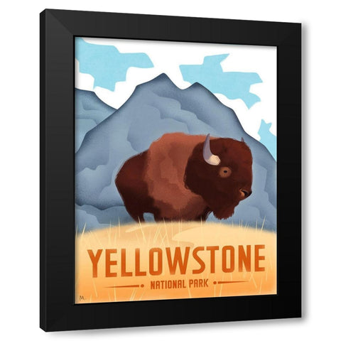 Yellowston National Park - Bison Black Modern Wood Framed Art Print with Double Matting by Wickstrom, Martin