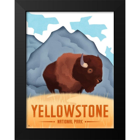 Yellowston National Park - Bison Black Modern Wood Framed Art Print by Wickstrom, Martin
