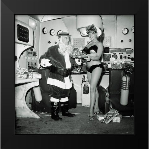 Buster Keaton - Christmas Black Modern Wood Framed Art Print by Hollywood Photo Archive