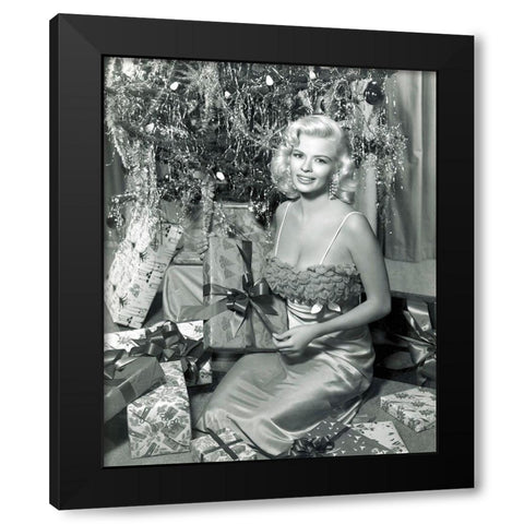 Jayne Mansfield - Christmas Black Modern Wood Framed Art Print by Hollywood Photo Archive