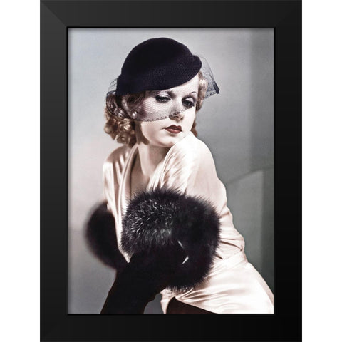 Jean Harlow Black Modern Wood Framed Art Print by Hollywood Photo Archive