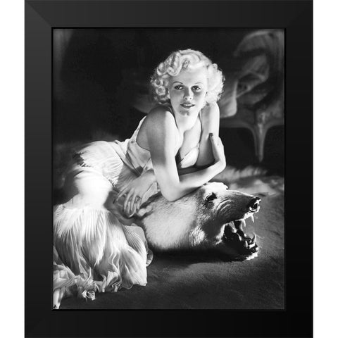 Jean Harlow Black Modern Wood Framed Art Print by Hollywood Photo Archive