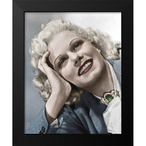 Jean Harlow Black Modern Wood Framed Art Print by Hollywood Photo Archive