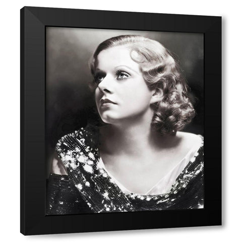 Jean Harlow Black Modern Wood Framed Art Print with Double Matting by Hollywood Photo Archive