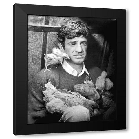 Jean Paul Belmondo Black Modern Wood Framed Art Print by Hollywood Photo Archive