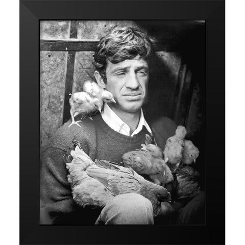 Jean Paul Belmondo Black Modern Wood Framed Art Print by Hollywood Photo Archive