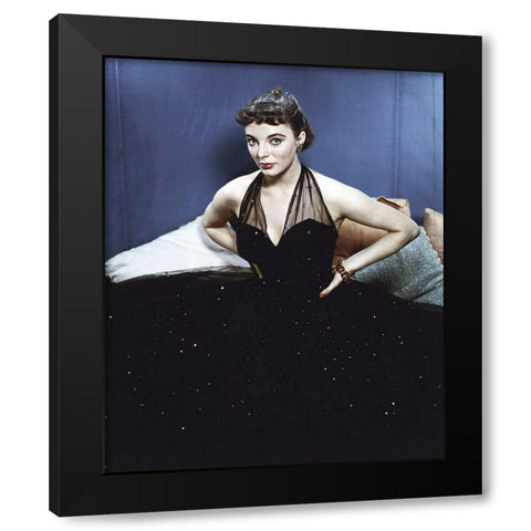 Joan Collins Black Modern Wood Framed Art Print with Double Matting by Hollywood Photo Archive